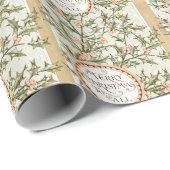 クリスマスホリーかわいらしアンティーク挨拶 ラッピングペーパー (ロールコーナー)