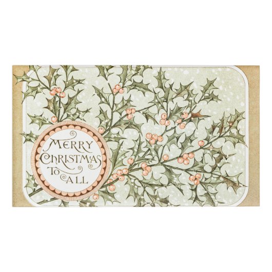クリスマスホリーかわいらしアンティーク挨拶 名札 (正面)
