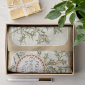 クリスマスホリーかわいらしアンティーク挨拶 薄葉紙 (ギフト)