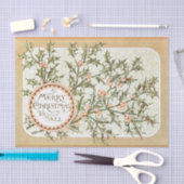 クリスマスホリーかわいらしアンティーク挨拶 薄葉紙 (クラフト)