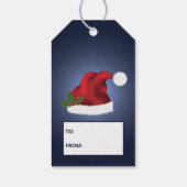 クリスマスホリーが青い赤サンタハット ギフトタグ (裏面)