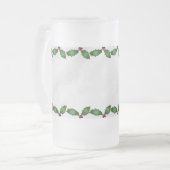 クリスマスホリーすり付きマグカップ フロストグラスビールジョッキ (正面左)