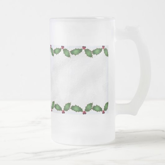 クリスマスホリーすり付きマグカップ フロストグラスビールジョッキ (右)