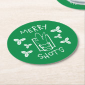 クリスマスホリーとガきらめくラス ラウンドペーパーコースター (アングル)