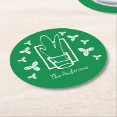 クリスマスホリーとガきらめくラス ラウンドペーパーコースター (アングル)