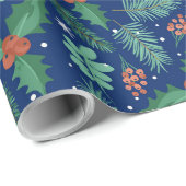 クリスマスホリーとピンコーンのシームレスなパターン2 ラッピングペーパー (ロールコーナー)