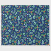 クリスマスホリーとピンコーンのシームレスなパターン2 ラッピングペーパー (フラット)