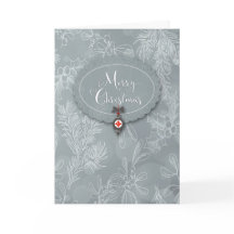 クリスマスホリーとベリーオーナメントカード