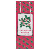 クリスマスホリーとベリースケッチ、あなたの言葉 ワインギフトバッグ (正面)