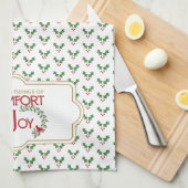 クリスマスホリーとベリーパターンキッチンタオル キッチンタオル (四つ折り)