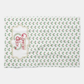 クリスマスホリーとベリーパターンキッチンタオル キッチンタオル (横)