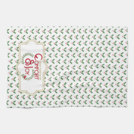 クリスマスホリーとベリーパターンキッチンタオル キッチンタオル