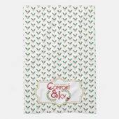 クリスマスホリーとベリーパターンキッチンタオル キッチンタオル (縦)