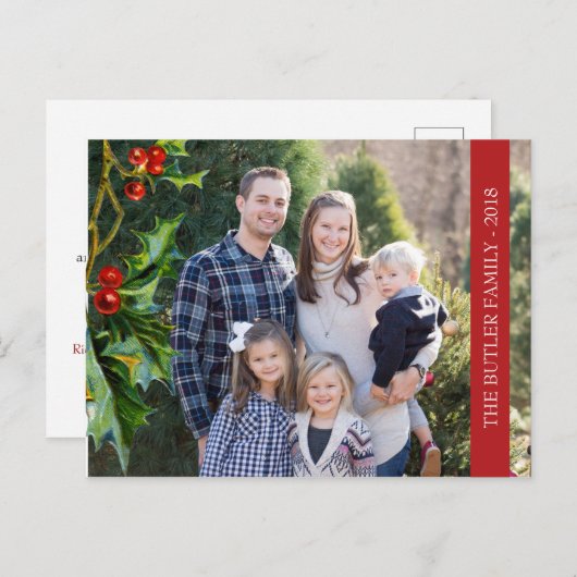 クリスマスホリーとベリーホリデーフォト シーズンポストカード (正面/裏面)
