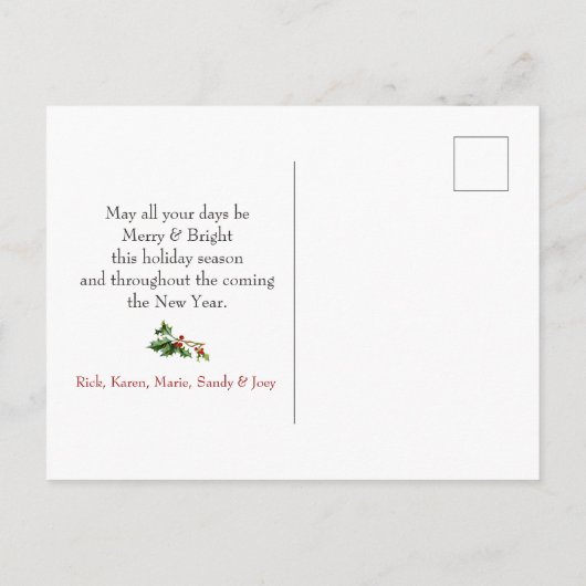 クリスマスホリーとベリーホリデーフォト シーズンポストカード (裏面)
