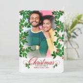 クリスマスホリーとベリー垂直方向の写真 シーズンカード (スタンド正面)