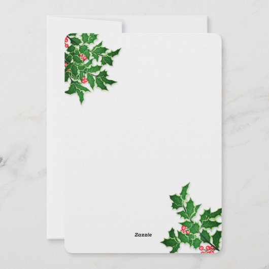 クリスマスホリーとベリー垂直方向の写真 シーズンカード (裏面)