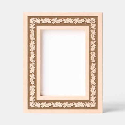 クリスマスホリーとベリー縁ど レーザー彫刻フレーム (正面)