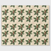 クリスマスホリーとベリー。ホリデーホリー ラッピングペーパー (フラット)