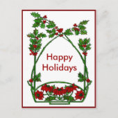 クリスマスホリーとポインセチア シーズンポストカード (正面)