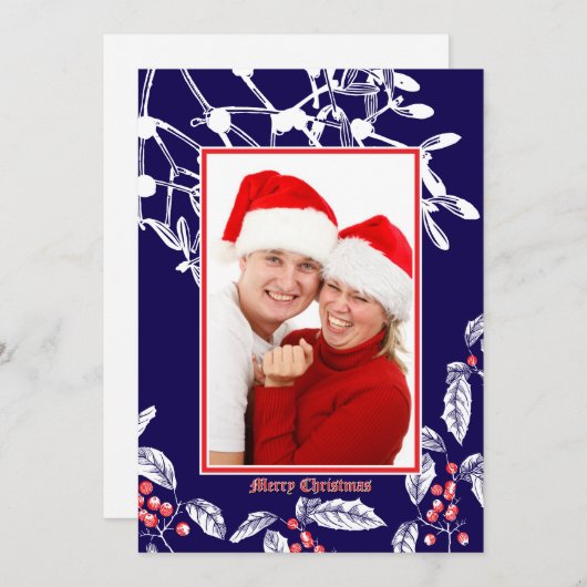 クリスマスホリーとヤドリギの植物学縁ど術 シーズンカード (正面/裏面)