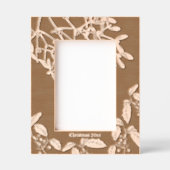 クリスマスホリーとヤドリギの植物学縁ど術 レーザー彫刻フレーム (正面)
