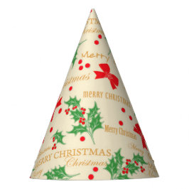クリスマスホリーとリボン パーティーハット