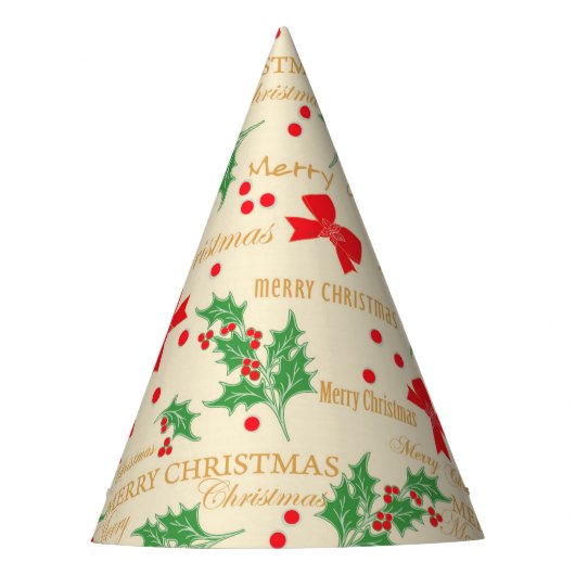 クリスマスホリーとリボン パーティーハット (正面)