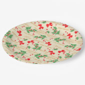 クリスマスホリーとリボン ペーパープレート (アングル)