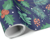 クリスマスホリーと松のコーンのパターンのラッピングパ ラッピングペーパー (ロールコーナー)