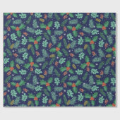 クリスマスホリーと松のコーンのパターンのラッピングパ ラッピングペーパー (フラット)