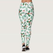 クリスマスホリーと松のコーンのパターンのレギンス レギンス (裏面)