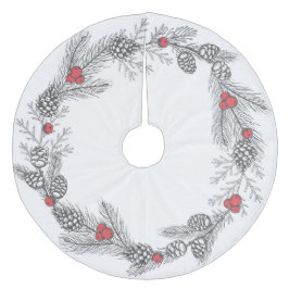 クリスマスホリーと松のコーン フリース ツリースカート