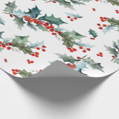 クリスマスホリーと果実のパターン ラッピングペーパー (角)