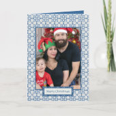 クリスマスホリーと花の花びらタイル枠 カード (正面)