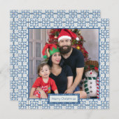 クリスマスホリーと花の花びらタイル枠 シーズンカード (正面/裏面)