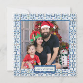 クリスマスホリーと花の花びらタイル枠 シーズンカード (正面)