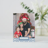 クリスマスホリーと花の花びらタイル枠 シーズンポストカード (スタンド正面)