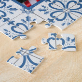 クリスマスホリーと花の花びらタイル枠 ジグソーパズル (側面)