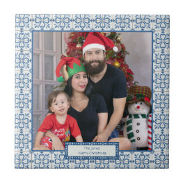 クリスマスホリーと花の花びらタイル枠 タイル