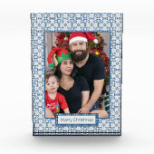 クリスマスホリーと花の花びらタイル枠 フォトブロック (正面)