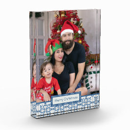 クリスマスホリーと花の花びらタイル枠 フォトブロック