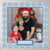 クリスマスホリーと花の花びらタイル枠 ポスター (正面)