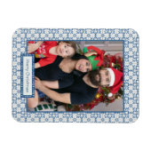 クリスマスホリーと花の花びらタイル枠 マグネット (横)