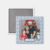 クリスマスホリーと花の花びらタイル枠 マグネット (正面/裏面)