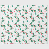 クリスマスホリーと赤い果実のパターン ラッピングペーパー (フラット)