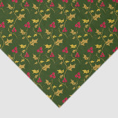 クリスマスホリーと赤い果実の金ゴールド葉が緑色 薄葉紙 (詳細)