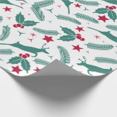 クリスマスホリーと鹿の模様 ラッピングペーパー (角)