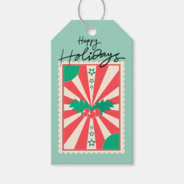 クリスマスホリーのカスタムレトロペーパースタンプ ギフトタグ