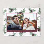 クリスマスホリーのバジェット写真 シーズンポストカード (正面)